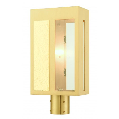 1 Light Satin Brass Outdoor Post Top Lantern Livex