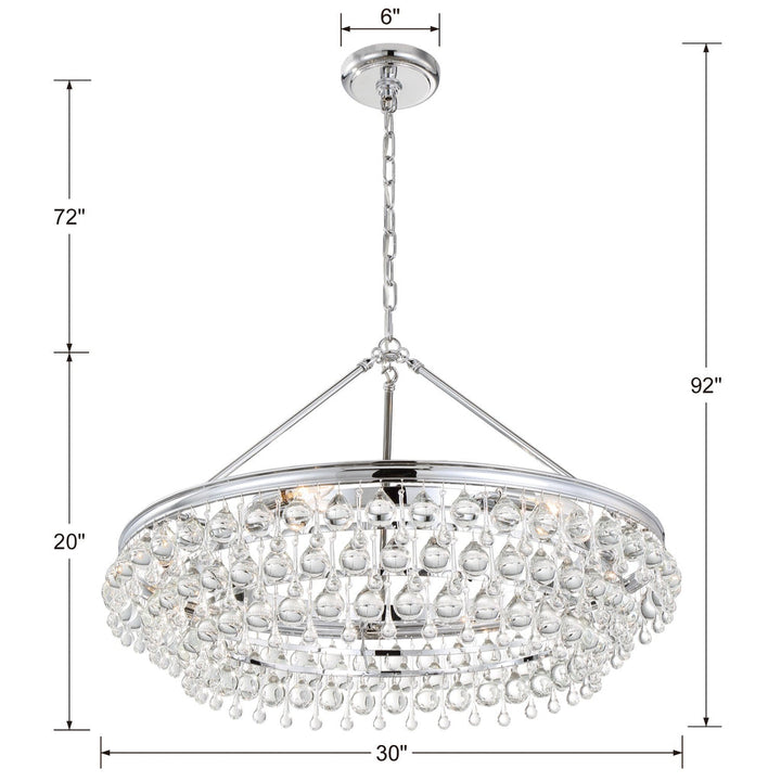 Crystorama Crystorama Calypso 6 Light Crystal Teardrop Polished Chrome Chandelier