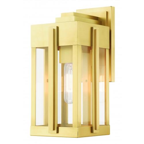 1 Light Natural Brass Outdoor Wall Lantern Livex