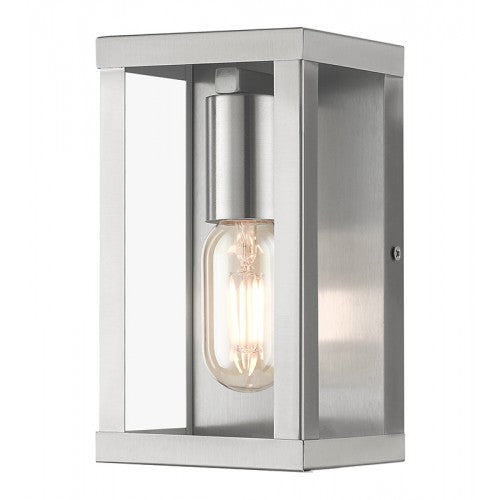 1 Light Brushed Nickel Outdoor ADA Small Wall Lantern Livex