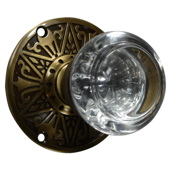 Eastlake Door Set With Beveled Round Crystal Knob (Several Finishes Available)