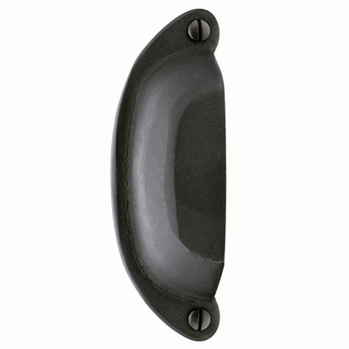 3 1/2 Inch (3 Inch c-c) Sandcast Bronze Ranch Bin Pull (Flat Black Finish) EMTEK