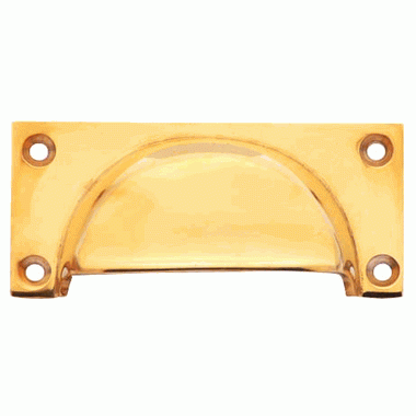 3 1/2 Inch Overall (3 Inch c-c) Traditional Square Cup Pull (Polished Brass Finish) COPPER MOUNTAIN HARDWARE