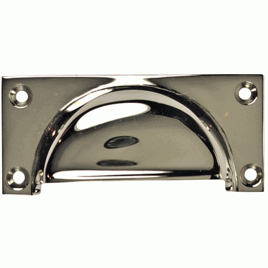 3 1/2 Inch Overall (3 Inch c-c) Traditional Square Cup Pull (Polished Nickel Finish) COPPER MOUNTAIN HARDWARE