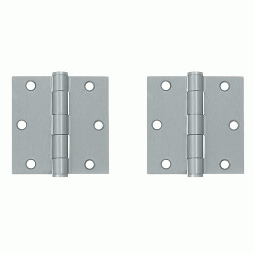 3 1/2 Inch x 3 1/2 Inch Heavy Duty Steel Hinge (Brushed Chrome Finish) DELTANA
