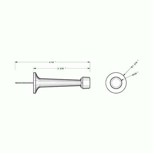 3 1/4 Inch Solid Brass Baseboard Door Bumper (Brushed Nickel Finish) DELTANA