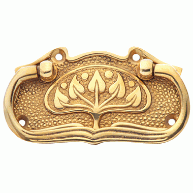 3 3/4 Inch Leaf Pattern Solid Brass Drawer Pull - Hand Hammered Design (Polished Brass Finish COPPER MOUNTAIN HARDWARE