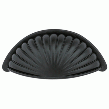 3 3/8 Inch (3 Inch c-c) Tuscany Bronze Fluted Bin Pull (Flat Black Finish) EMTEK