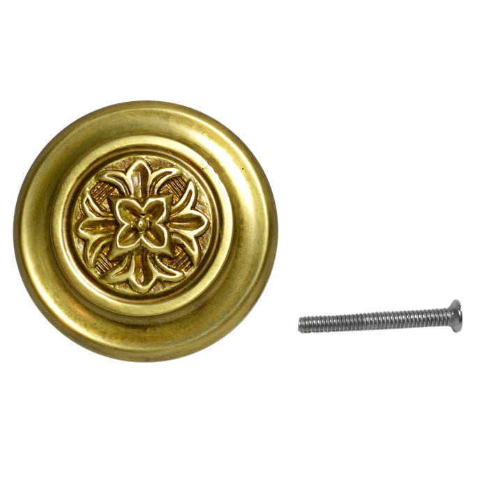 3 3/8 Inch Fleur De Lis French Oversized Knob (Antique Brass Finish) COPPER MOUNTAIN HARDWARE