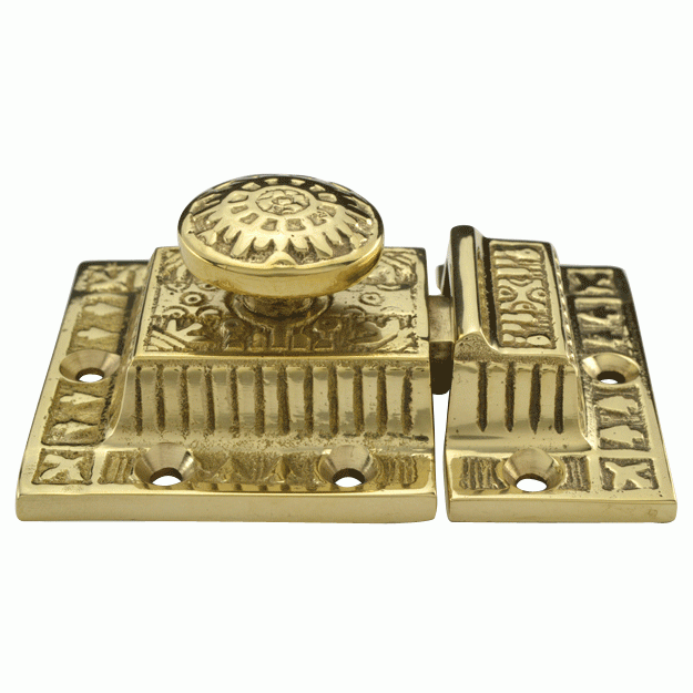 3 Inch Long Windsor Pattern Lost Wax Cast Cabinet Latch (Lacquered Brass Finish) COPPER MOUNTAIN HARDWARE