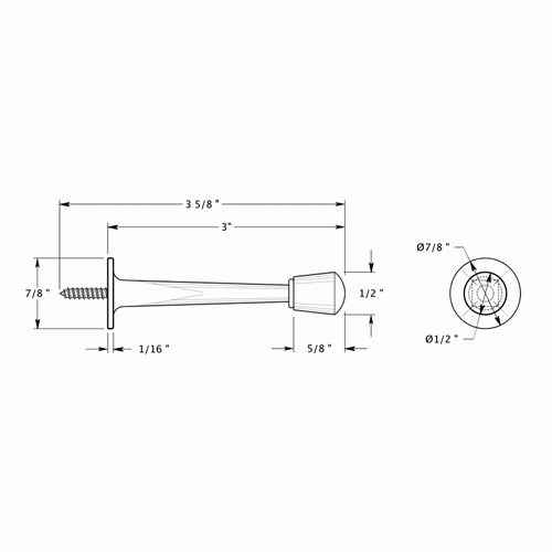 3 Inch Solid Zinc Alloy Baseboard Door Bumper (Antique Nickel Finish) DELTANA