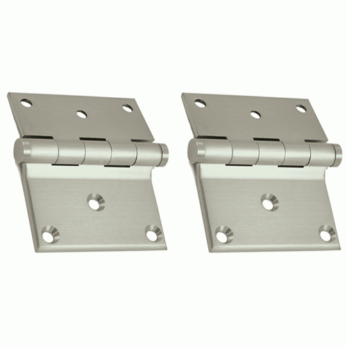 3 x 3 1/2 Inch Solid Brass Half Surface Hinge (Brushed Nickel Finish) DELTANA