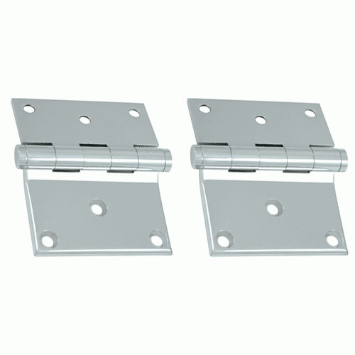 3 x 3 1/2 Inch Solid Brass Half Surface Hinge (Chrome Finish) DELTANA