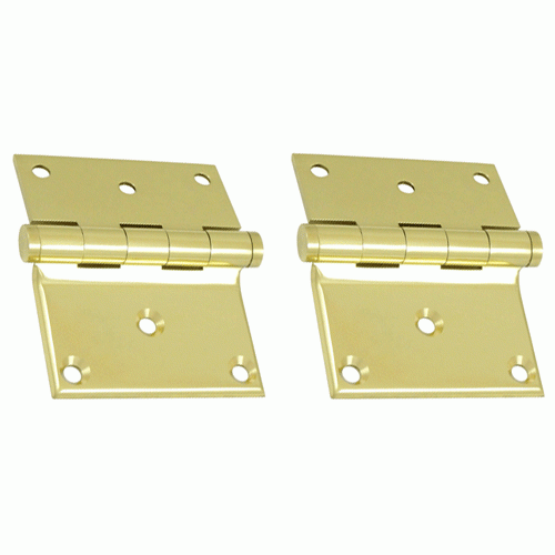 3 x 3 1/2 Inch Solid Brass Half Surface Hinge (Polished Brass Finish) DELTANA