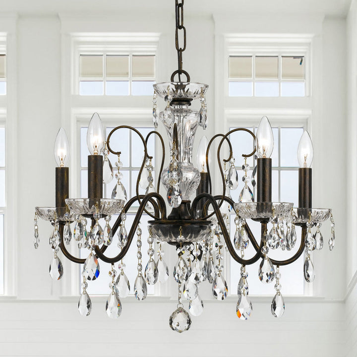 Crystorama Crystorama Butler 5 Light Hand Cut Crystal English Bronze Chandelier