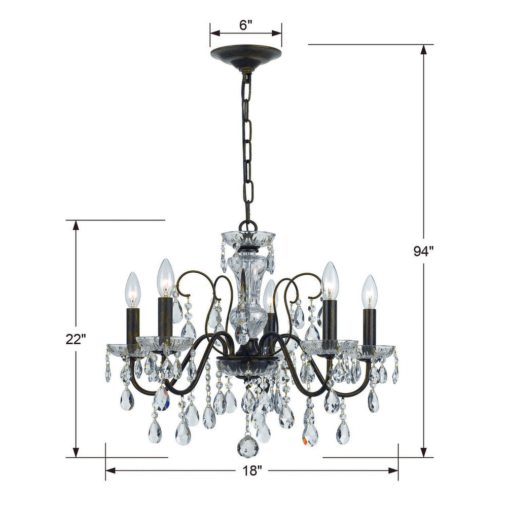 Crystorama Crystorama Butler 5 Light Spectra Crystal English Bronze Chandelier
