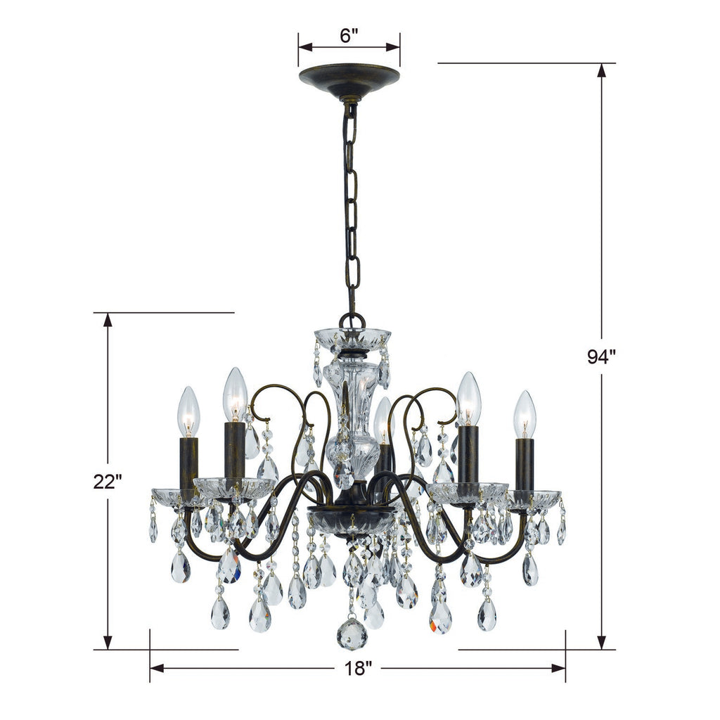 Crystorama Crystorama Butler 5 Light Spectra Crystal English Bronze Chandelier