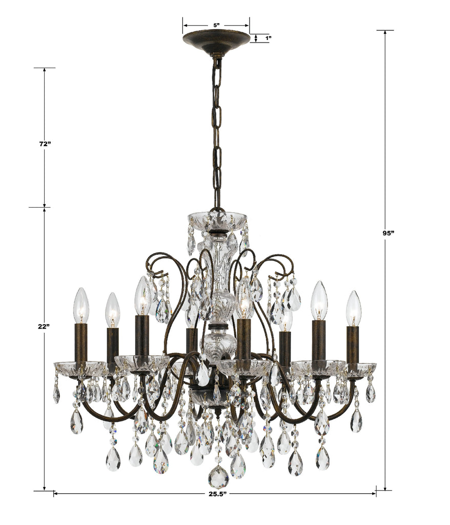 Crystorama Crystorama Butler 8 Light Hand Cut Crystal English Bronze Chandelier