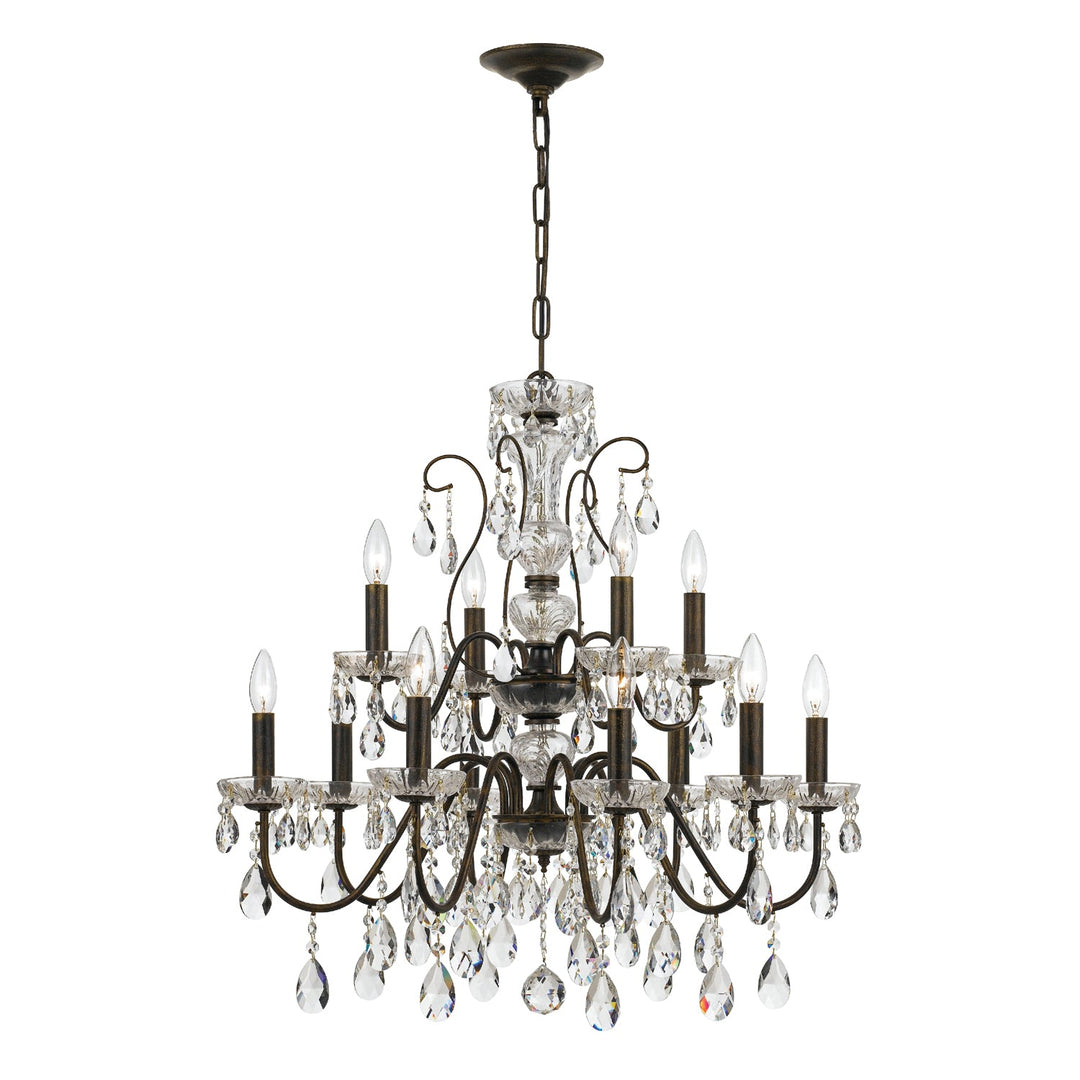Crystorama Crystorama Butler 12 Light Swarovski Strass Crystal English Bronze Chandelier