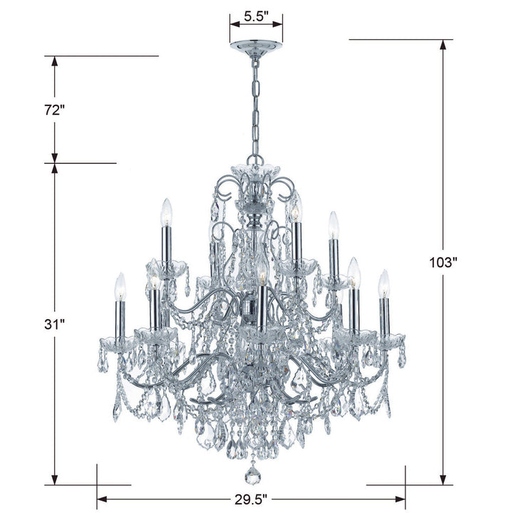 Crystorama Crystorama Imperial 12 Light Clear Italian Crystal Polished Chrome Chandelier