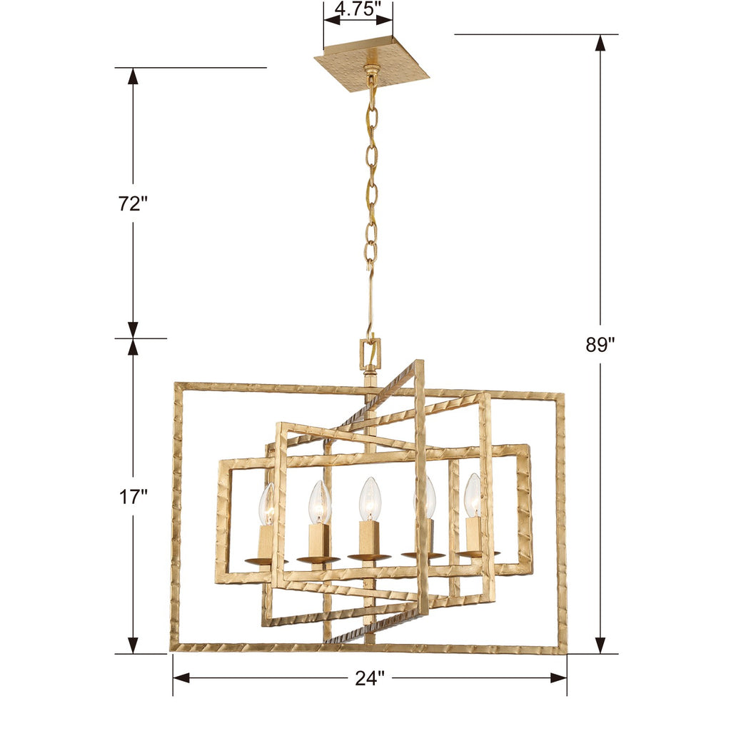 Crystorama Crystorama Capri 5 Light Antique Gold Chandelier