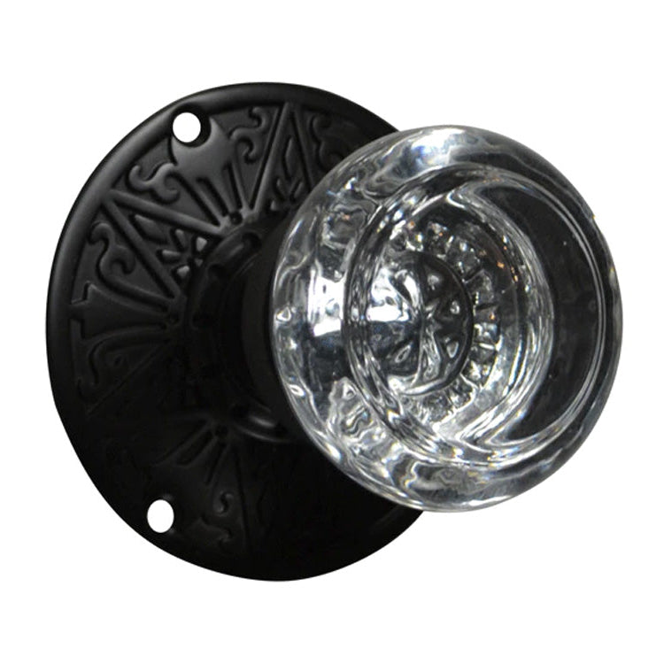 Eastlake Door Set With Beveled Round Crystal Knob (Several Finishes Available)