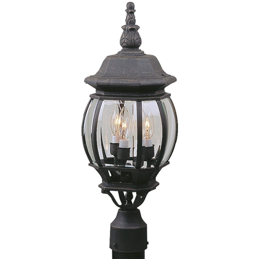 French Style 3 Light Outdoor Post Mount in Textured Black CRAFTMADE