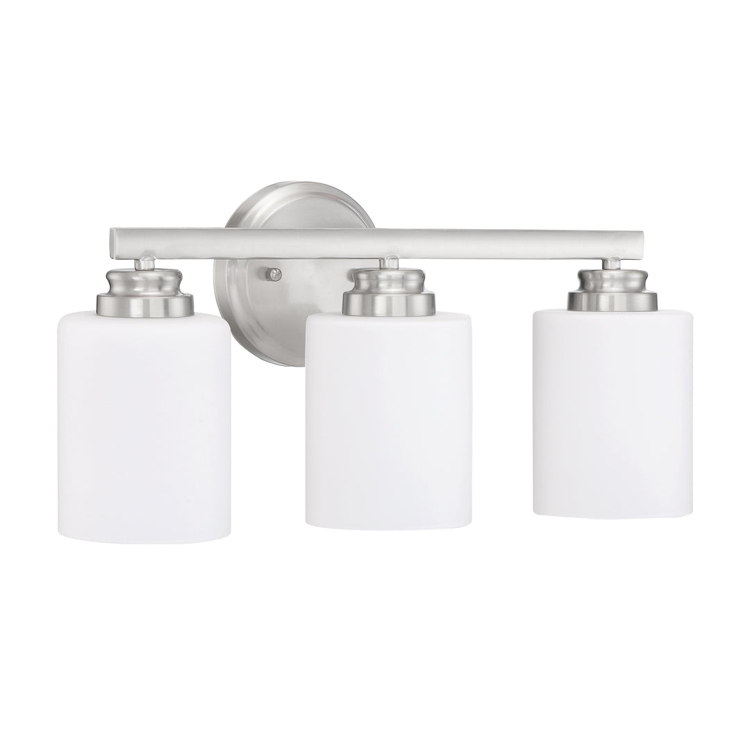 Bolden 3 Light Vanity in Brushed Polished Nickel (White Glass) CRAFTMADE