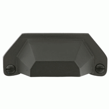 4 1/2 Inch Overall (4 Inch c-c) Sandcast Bronze Bin Pull (Flat Black Finish) EMTEK