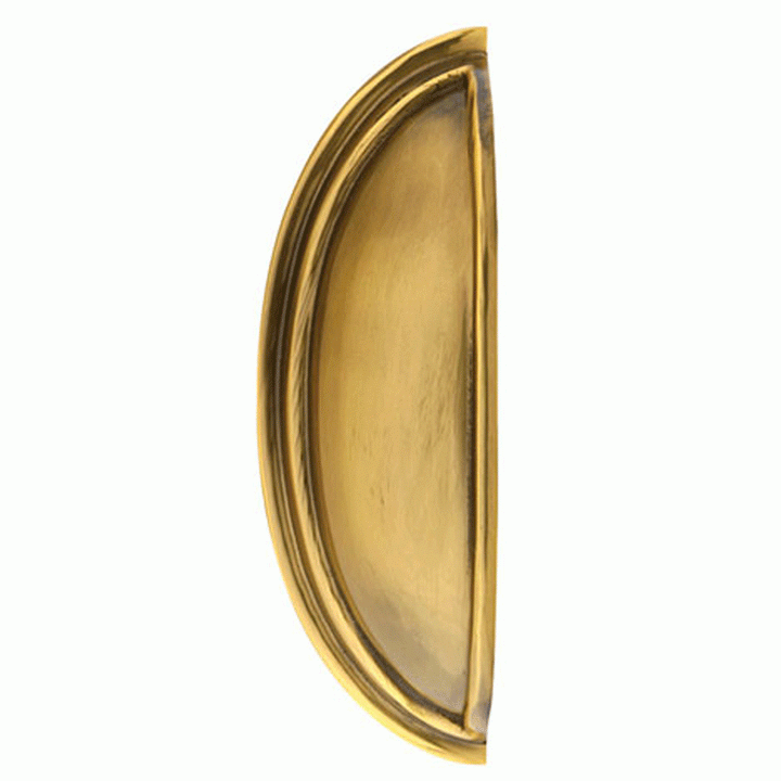 4 1/4 Inch (3 Inch c-c) Solid Brass Cup Pull (Antique Brass Finish) EMTEK