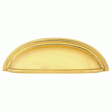 4 1/4 Inch (3 Inch c-c) Solid Brass Cup Pull (Polished Brass Finish) EMTEK