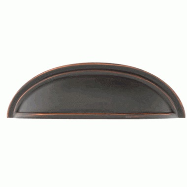 4 1/4 Inch (3 Inch c-c) Solid Brass Cup Pull (Oil Rubbed Bronze Finish) EMTEK