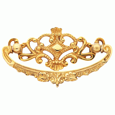 4 1/8 Inch Solid Brass Ornate Victorian Pull (Polished Brass Finish) COPPER MOUNTAIN HARDWARE