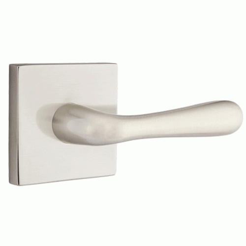 Solid Brass Basel Lever With Square Rosette (Several Finish Options) EMTEK