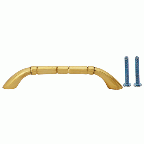 4 3/4 Inch Overall (4 Inch c-c) Solid Brass Traditional Pull (Lacquered Brass Finish) COPPER MOUNTAIN HARDWARE