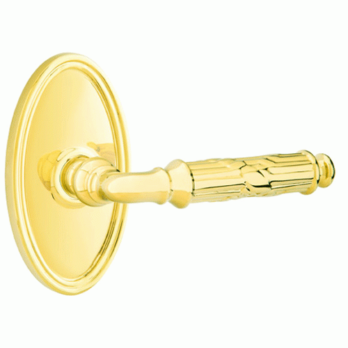 Solid Brass Ribbon & Reed Lever With Oval Rosette EMTEK