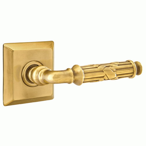 Solid Brass Ribbon & Reed Lever With Quincy Rosette (Many Finishes Available) EMTEK