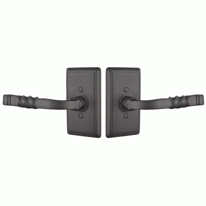 Wrought Steel San Carlos Lever With Rectangular Rosette (Several Finish Options) EMTEK