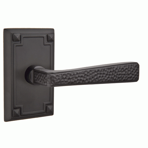 Emtek Craftsman Style Hammered Lever With Rectangular Rosette (Many Finishes Available) EMTEK