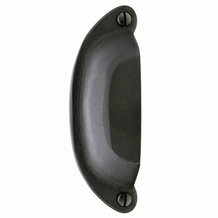 4 5/8 Inch (4 Inch c-c) Sandcast Bronze Ranch Bin Pull (Flat Black Finish) EMTEK