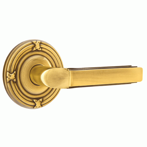 Solid Brass Milano Lever With Ribbon & Reed Rosette EMTEK