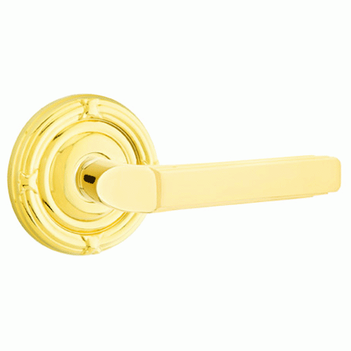 Solid Brass Milano Lever With Ribbon & Reed Rosette EMTEK