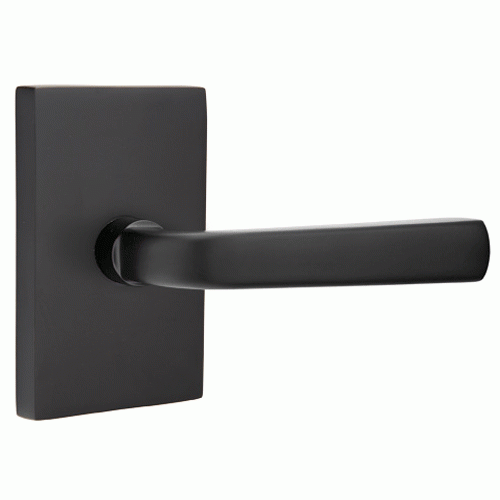 Brass Modern Hardware - Double Dummy Sion Door Lever With Modern Rectangular Rosette in Satin Brass - 5052SIOUS4 - Emtek Hardware EMTEK