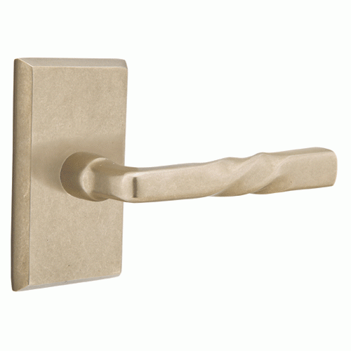 Solid Brass Sandcast Montrose Lever With Rectangular Rosette EMTEK