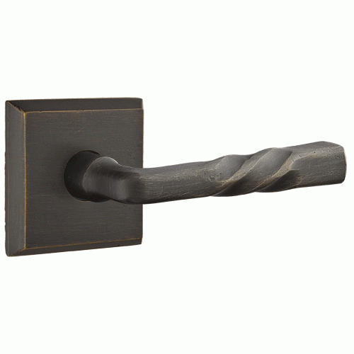 Solid Brass Sandcast Montrose Lever With Square Rosette EMTEK