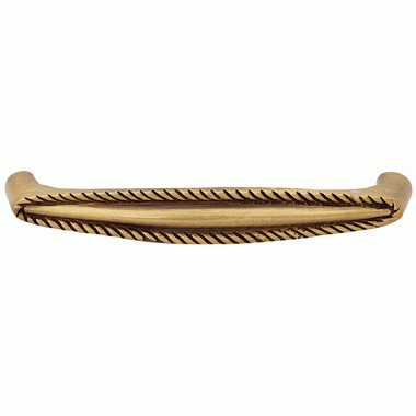 4 Inch Overall (3 3/4 Inch c-c) Brass Georgian Roped Style Pull (Antique Brass Finish) COPPER MOUNTAIN HARDWARE