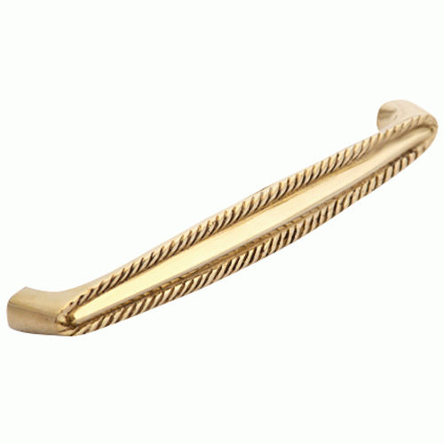 4 Inch Overall (3 3/4 Inch c-c) Solid Brass Georgian Roped Style Pull (Lacquered Brass Finish) COPPER MOUNTAIN HARDWARE