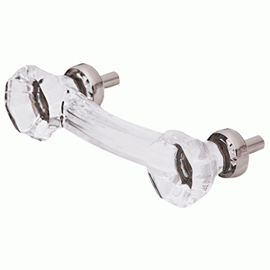 4 Inch Overall (3 Inch c-c) Clear Glass Old Town Octagon Shape Cabinet Pulls (Polished Chrome Base) COPPER MOUNTAIN HARDWARE