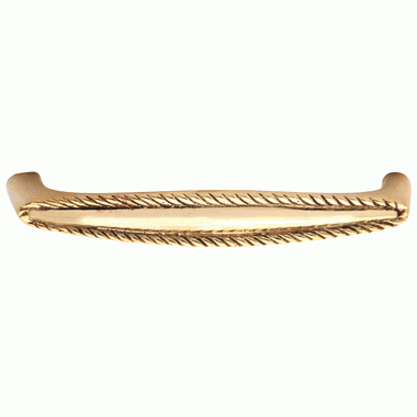 4 Inch Overall (3 3/4 Inch c-c) Solid Brass Georgian Roped Style Pull (Polished Brass Finish) COPPER MOUNTAIN HARDWARE