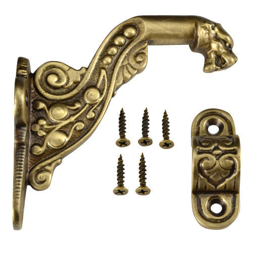 4 Inch Solid Brass Lost Cast Wax Lion Head Stair Rail Bracket (Several Finishes Available)